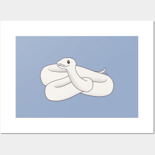 Blue-Eyed Leucistic Ball Python Digital Illustration Posters and Art